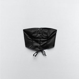Faux leather black corset ZARA